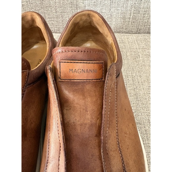 Magnanni Fiore Leather Slip On Sneakers Brown Size 13 - Picture 3 of 9